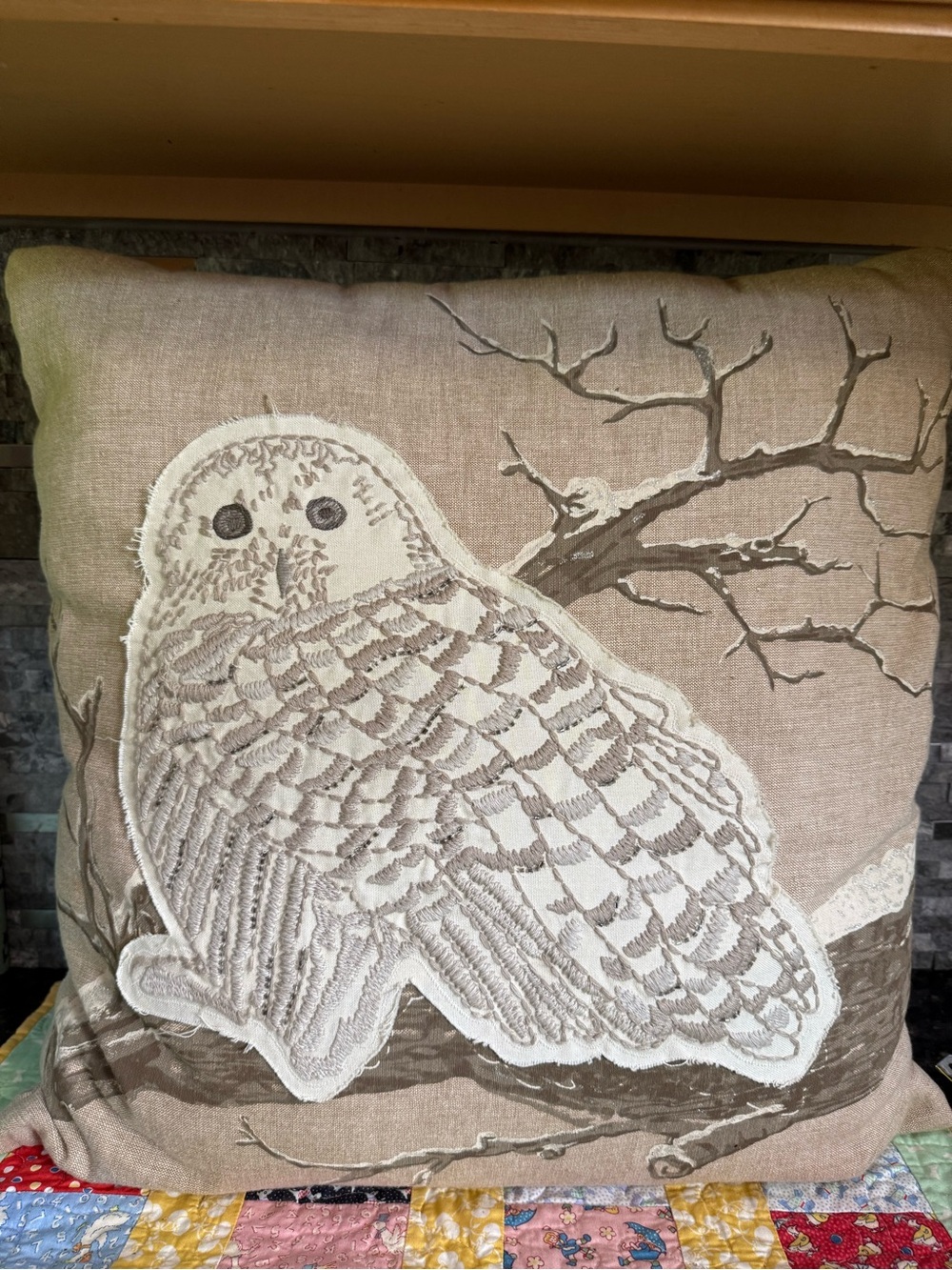 Extra Large 20”Owl Appliqué Pillow